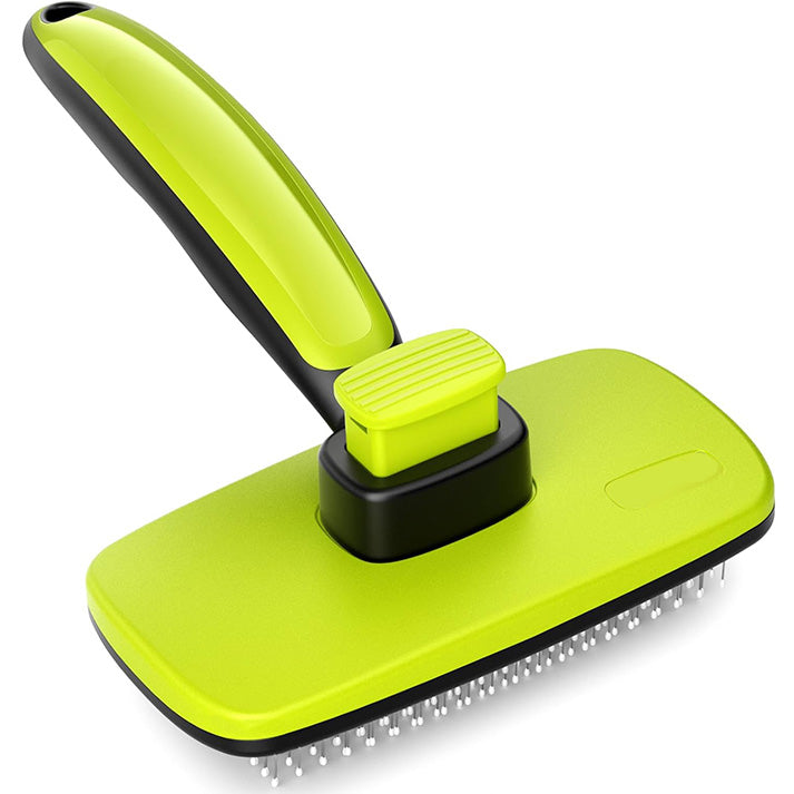 Brosse Chien Poil Long Court, Grande Brosse Chat, Enlèvement des Poils en Un Clic, Brosse pour Chien Élimine Jusqu'à 95% des Poils Morts Et des Peluches, pour Le Toilettage, Vert