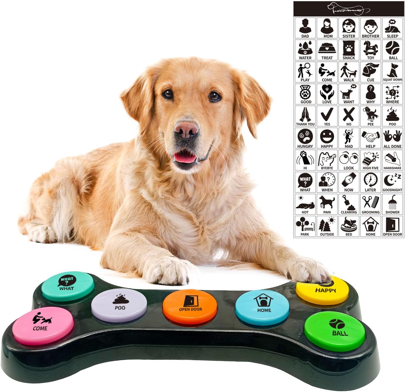 7 en 1 Boutons pour Chien,Boutons de Dressage pour Chien Boutons de Communication pour Chien, Boutons parlants pour Chien,Apprenez à Votre Chien à Parler(Batterie Incluse)