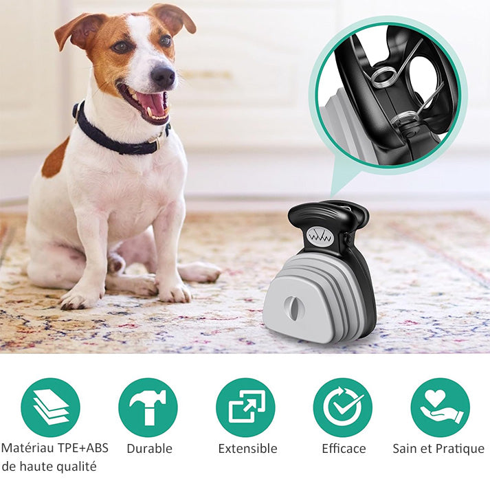 Pet Pooper Scooper, Portable Poop Scoop pour Chien Chat avec Distributeur de Sac, Portable Outil De Nettoyage de Pelles pour Animaux pour Maison ou Extérieur (6 Rouleau de Sacs à Déchets Inclus)