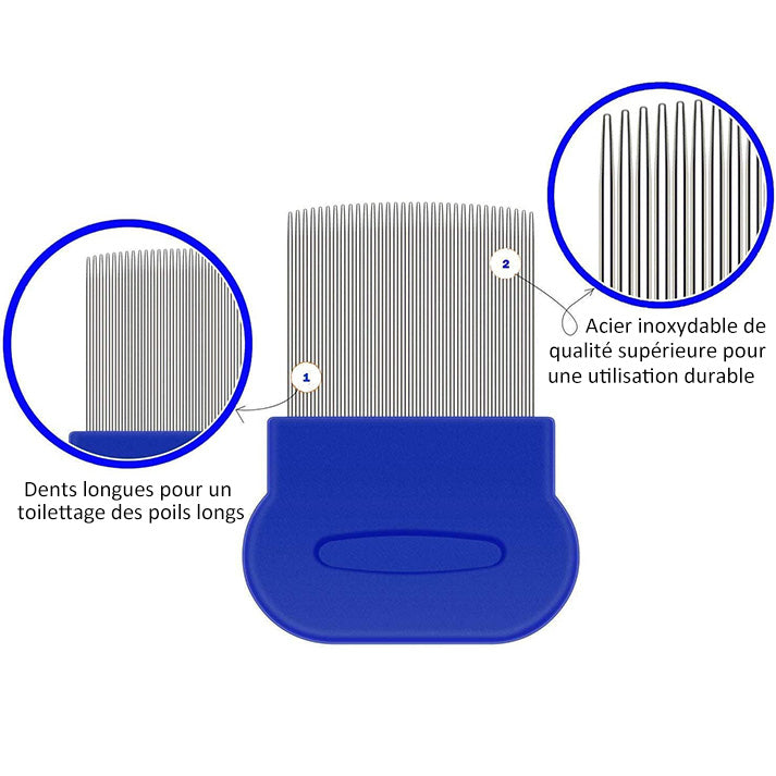 4 Peignes anti-puces, peignes en acier inoxydable double face pour enlever les taches de larmes, peigne doux pour enlever les nœuds et les enchevêtrements, outil de démêlage pour les petits