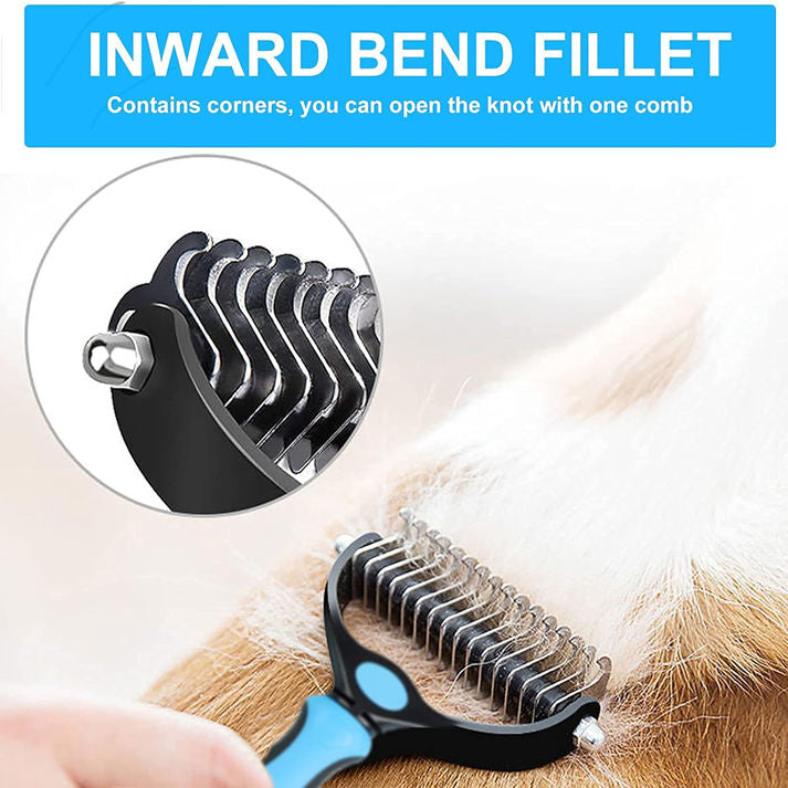 Brosse Chien – Outil de démêlage double face – Râteau Pour Sous-Poil Pour Chien, Brosse Chat – Toilettage Du Chien –Démêlage Brosse Chien Poil Long(Bleu)