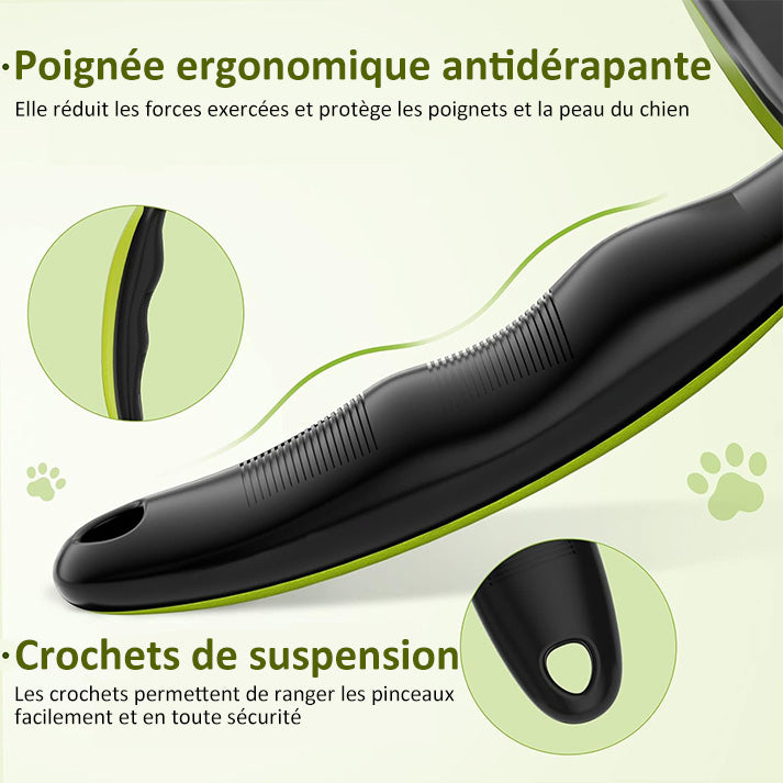 Brosse Chien Poil Long Court, Grande Brosse Chat, Enlèvement des Poils en Un Clic, Brosse pour Chien Élimine Jusqu'à 95% des Poils Morts Et des Peluches, pour Le Toilettage, Vert