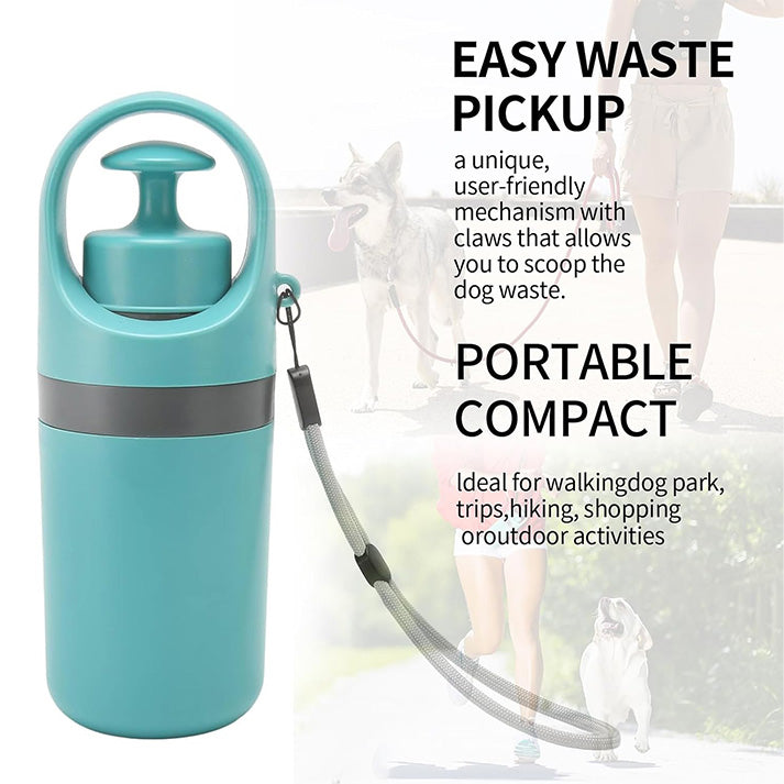 Pooper Scooper, No Touch Poop Scooper Portable pour Petits, Moyens et Grands Chiens, ramasseur de déjections Canines avec 15PCS de sachets et Poubelle Anti-Fuite