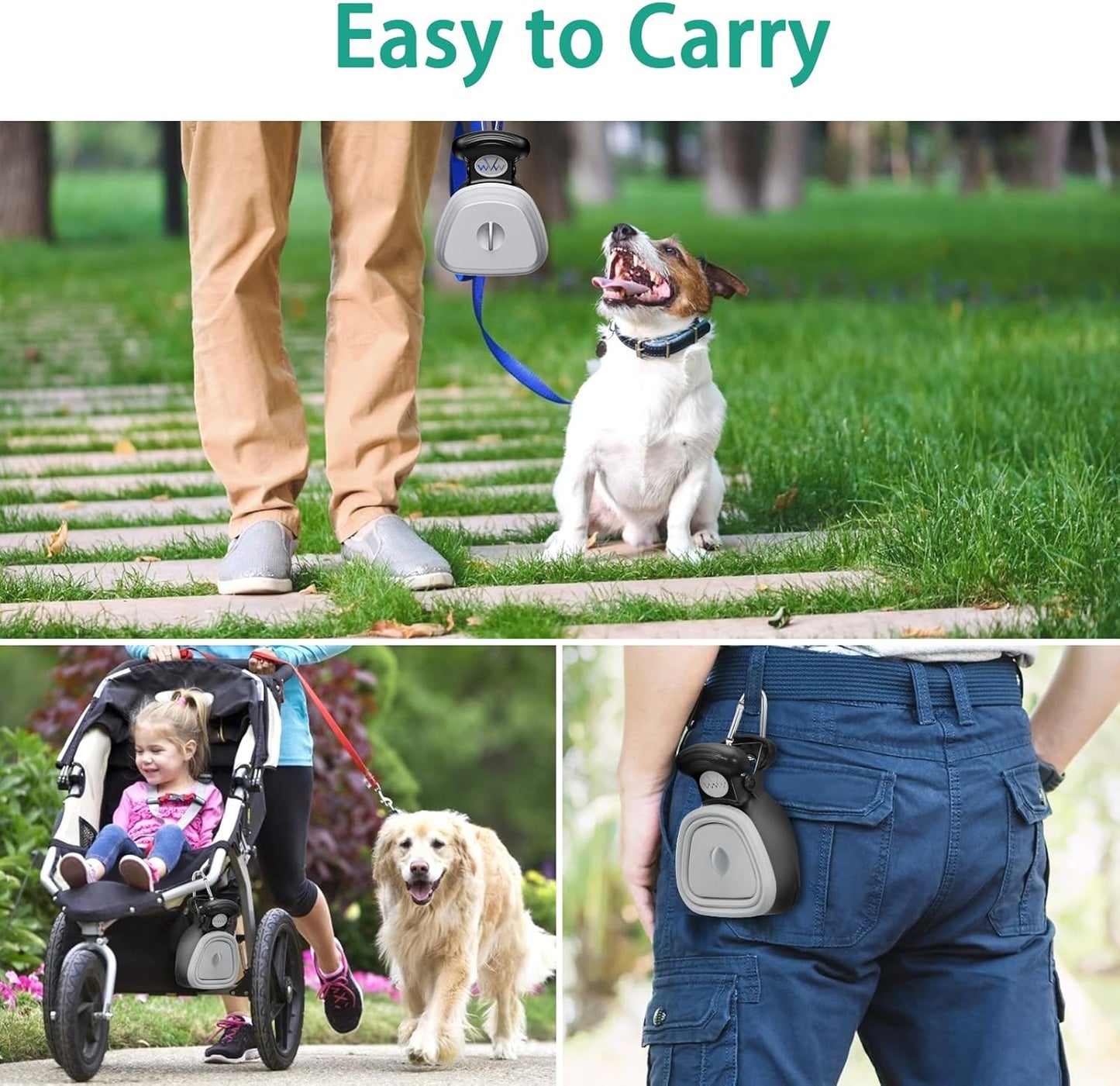Pet Pooper Scooper, Portable Poop Scoop pour Chien Chat avec Distributeur de Sac, Portable Outil De Nettoyage de Pelles pour Animaux pour Maison ou Extérieur (6 Rouleau de Sacs à Déchets Inclus)