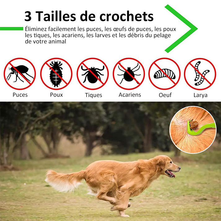 3 Pièces Pince à Tiques,Tire Tique,Crochet à Tiques,Pièges à Tiques,Anti-Tique,Accessoires Anti Tiques,pour Chiens,Chats et Autres Animaux