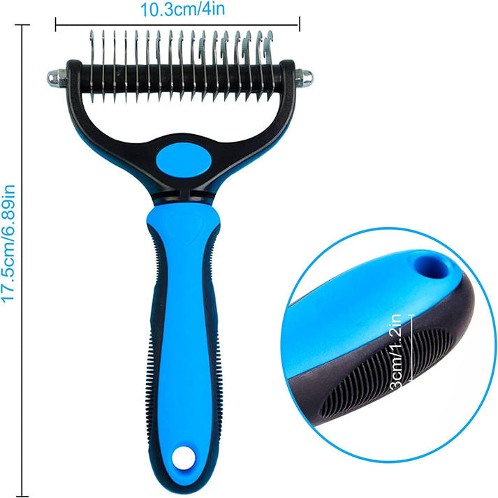 Brosse Chien – Outil de démêlage double face – Râteau Pour Sous-Poil Pour Chien, Brosse Chat – Toilettage Du Chien –Démêlage Brosse Chien Poil Long(Bleu)