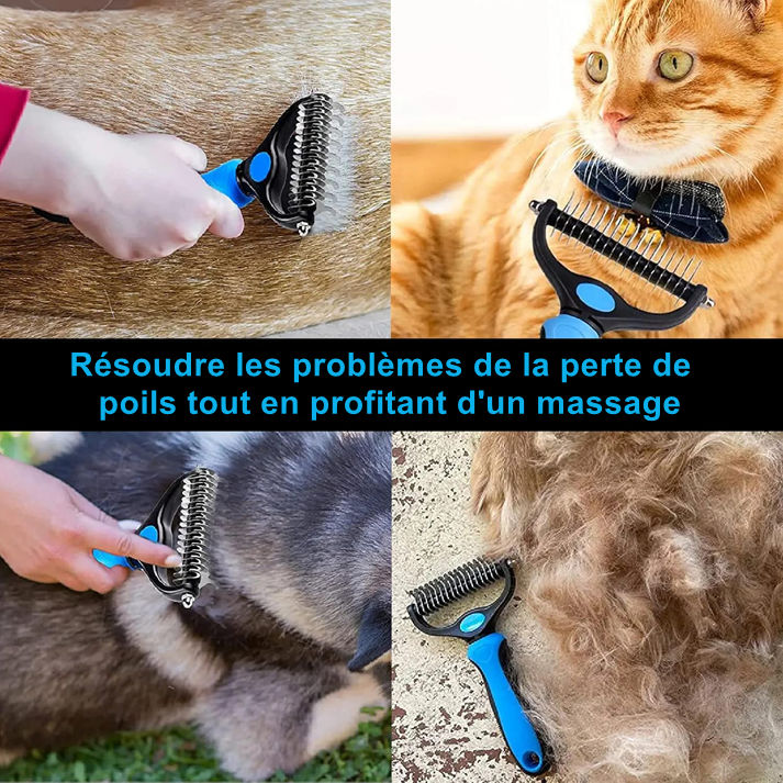 Brosse Chien – Outil de démêlage double face – Râteau Pour Sous-Poil Pour Chien, Brosse Chat – Toilettage Du Chien –Démêlage Brosse Chien Poil Long(Bleu)