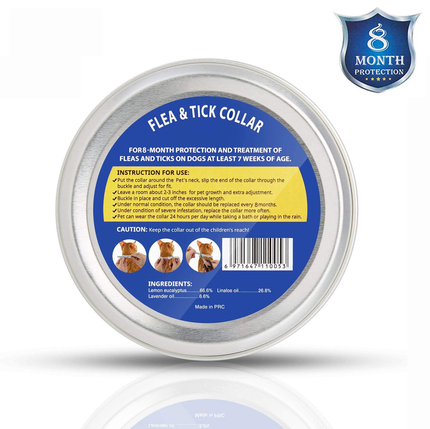 Flea and Tick Collar for Dogs and Cats, Prevention Against Ticks and Fleas for 8 Months, Natural Formula (38cm)