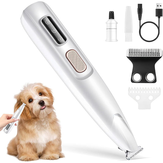 Tondeuse de Pattes de Chien, Tondeuse pour Chat Rasoir avec Lumière LED Étanche IPX5 Tondeuse Sans Fil pour Chiens, Chats, Pattes, Yeux, Oreilles, Visage, Corps