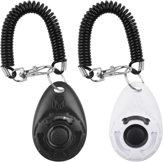 Clickers pour Chien, Clickers de Chien avec Dragonne élastique & Grand Bouton, Clicker Training, Professionnel Clicker Chien Dressage pour Chien, Chat, Cheval [Lot de 2]