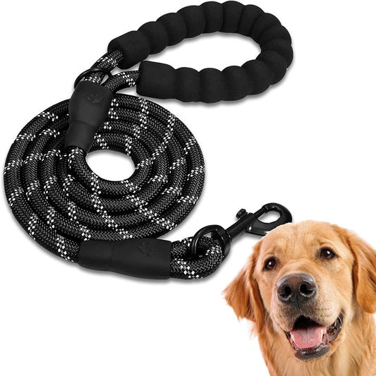 Laisse Chien, Laisse de Dressage pour Chien, Rembourrée, Poignée Souple, Corde pour Chiots et Petits, Moyens et Grands Chiens, 2 Mètres(Noir)