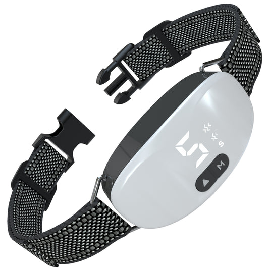 Collier Anti Aboiement Chien Automatique,Collier Vibrant,Blanc-B658W