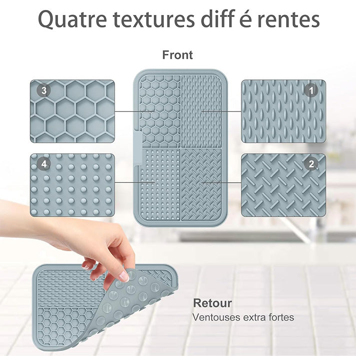 2PCS Tapis de léchage Chien avec ventouses - Tapis Anti-Glisse Alimentation Humide/Sèche, Surface Alvéolée Lavable Apaisant Anxiété Chien/Chat, Tapis de Distribution pour Croquettes