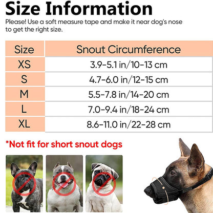 Muselière Souple Réglable pour Chiens en Nylon - Anti-Aboiement et Anti-Morsure - pour Petits et Moyens Chiens, Noir
