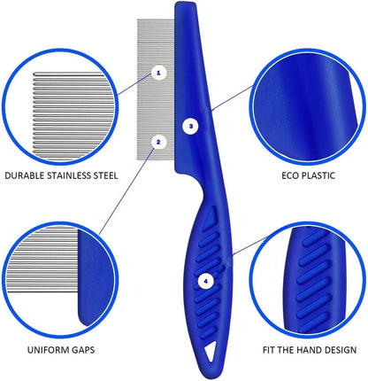 4 Peignes anti-puces, peignes en acier inoxydable double face pour enlever les taches de larmes, peigne doux pour enlever les nœuds et les enchevêtrements, outil de démêlage pour les petits