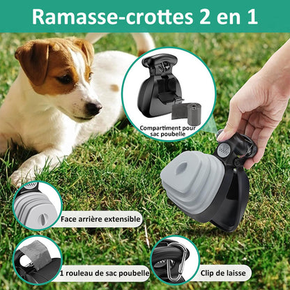 Pet Pooper Scooper, Portable Poop Scoop pour Chien Chat avec Distributeur de Sac, Portable Outil De Nettoyage de Pelles pour Animaux pour Maison ou Extérieur (6 Rouleau de Sacs à Déchets Inclus)