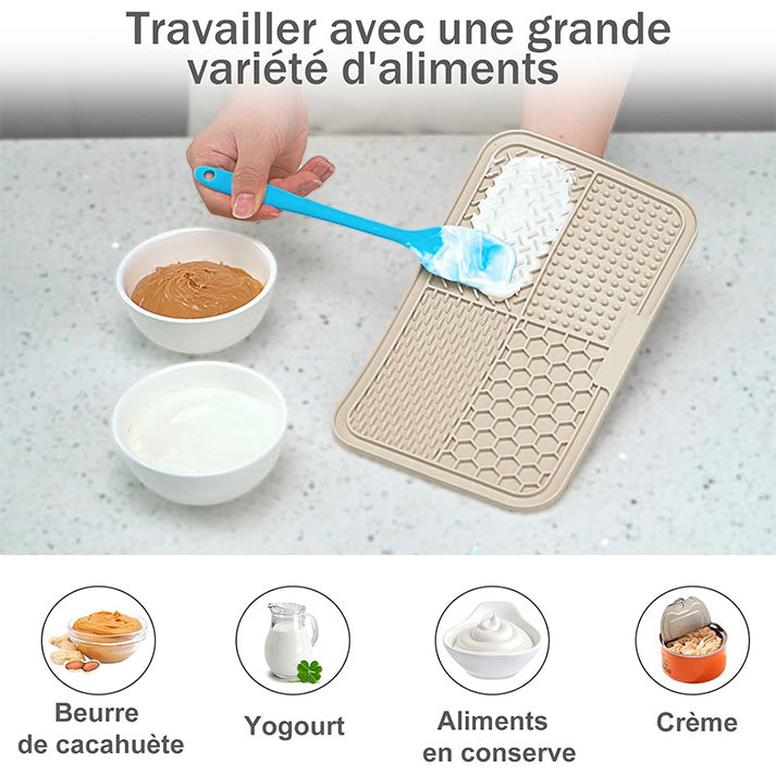 2PCS Tapis de léchage Chien avec ventouses - Tapis Anti-Glisse Alimentation Humide/Sèche, Surface Alvéolée Lavable Apaisant Anxiété Chien/Chat, Tapis de Distribution pour Croquettes