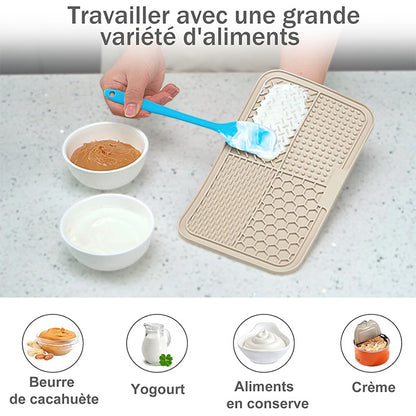2PCS Tapis de léchage Chien avec ventouses - Tapis Anti-Glisse Alimentation Humide/Sèche, Surface Alvéolée Lavable Apaisant Anxiété Chien/Chat, Tapis de Distribution pour Croquettes