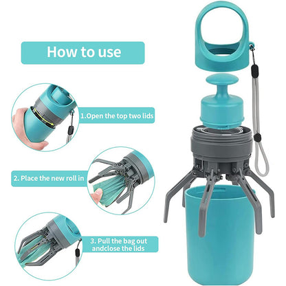 Pooper Scooper, No Touch Poop Scooper Portable pour Petits, Moyens et Grands Chiens, ramasseur de déjections Canines avec 15PCS de sachets et Poubelle Anti-Fuite