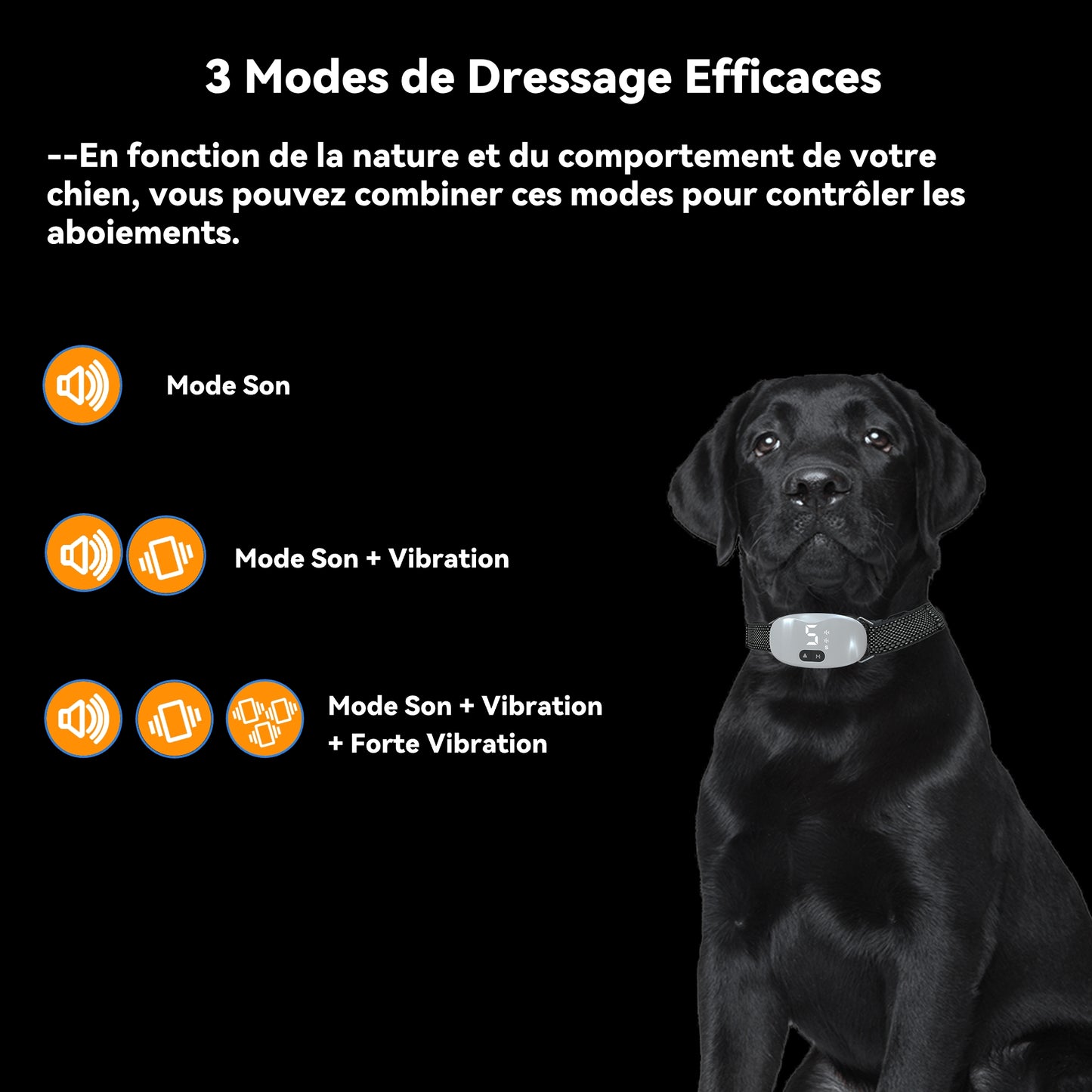 Collier Anti Aboiement Chien Automatique,Collier Vibrant,Blanc-B658W