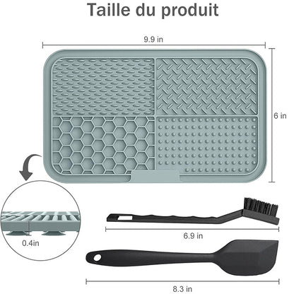 2PCS Tapis de léchage Chien avec ventouses - Tapis Anti-Glisse Alimentation Humide/Sèche, Surface Alvéolée Lavable Apaisant Anxiété Chien/Chat, Tapis de Distribution pour Croquettes