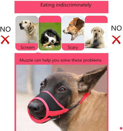 Muselière Souple Réglable pour Chiens en Nylon - Anti-Aboiement et Anti-Morsure - pour Petits et Moyens Chiens, Noir