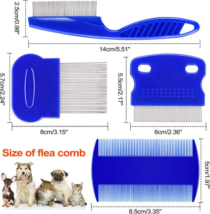 4 Peignes anti-puces, peignes en acier inoxydable double face pour enlever les taches de larmes, peigne doux pour enlever les nœuds et les enchevêtrements, outil de démêlage pour les petits