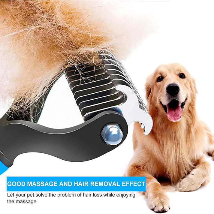 Brosse Chien – Outil de démêlage double face – Râteau Pour Sous-Poil Pour Chien, Brosse Chat – Toilettage Du Chien –Démêlage Brosse Chien Poil Long(Bleu)