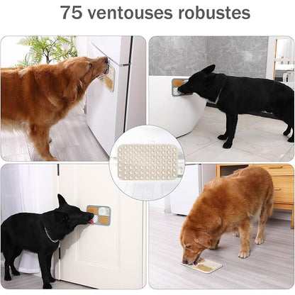 2PCS Tapis de léchage Chien avec ventouses - Tapis Anti-Glisse Alimentation Humide/Sèche, Surface Alvéolée Lavable Apaisant Anxiété Chien/Chat, Tapis de Distribution pour Croquettes