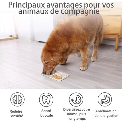 2PCS Tapis de léchage Chien avec ventouses - Tapis Anti-Glisse Alimentation Humide/Sèche, Surface Alvéolée Lavable Apaisant Anxiété Chien/Chat, Tapis de Distribution pour Croquettes