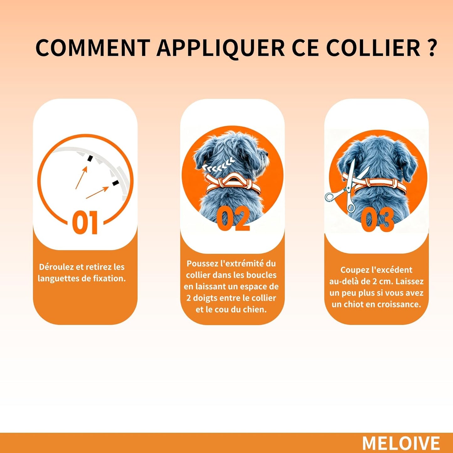 Collier Antipuces et Anti-tiques pour Chiens, 2 Pièces, Traitement Naturel et Jusqu'à 8 Mois de Prévention Contre Les Puces et Les Tiques pour Chiens, Taille Ajustable de 64cm, Étanche