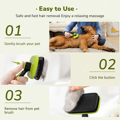 Brosse Chien Poil Long Court, Grande Brosse Chat, Enlèvement des Poils en Un Clic, Brosse pour Chien Élimine Jusqu'à 95% des Poils Morts Et des Peluches, pour Le Toilettage, Vert
