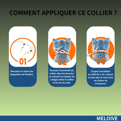 Collier Apaisant Anti‑Puces et Tiques pour Chat, Traitement Naturel,Jusqu'à 8 Mois de Prévention Puces et Tiques, Soutien Apaisant Contre Stress et Comportements Indésirables, Taille Ajustable