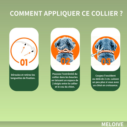 Collier Apaisant Anti‑Puces et Tiques pour Chien,Traitement Naturel,Jusqu'à 8 Mois de Prévention Puces et Tiques, Soutien Apaisant Contre Stress et Comportements Indésirables, Taille Ajustable
