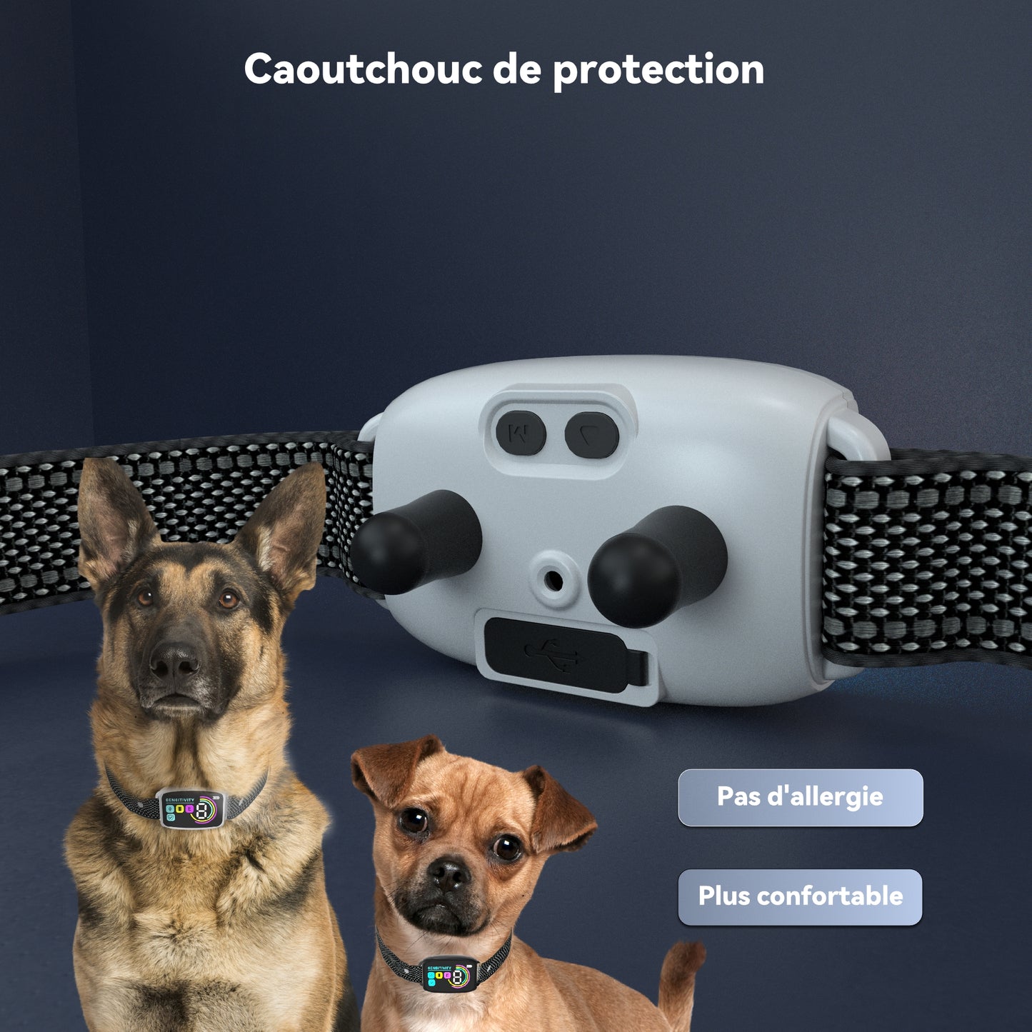 Collier Anti Aboiement Chien Automatique,Collier Choc,Lot de 2