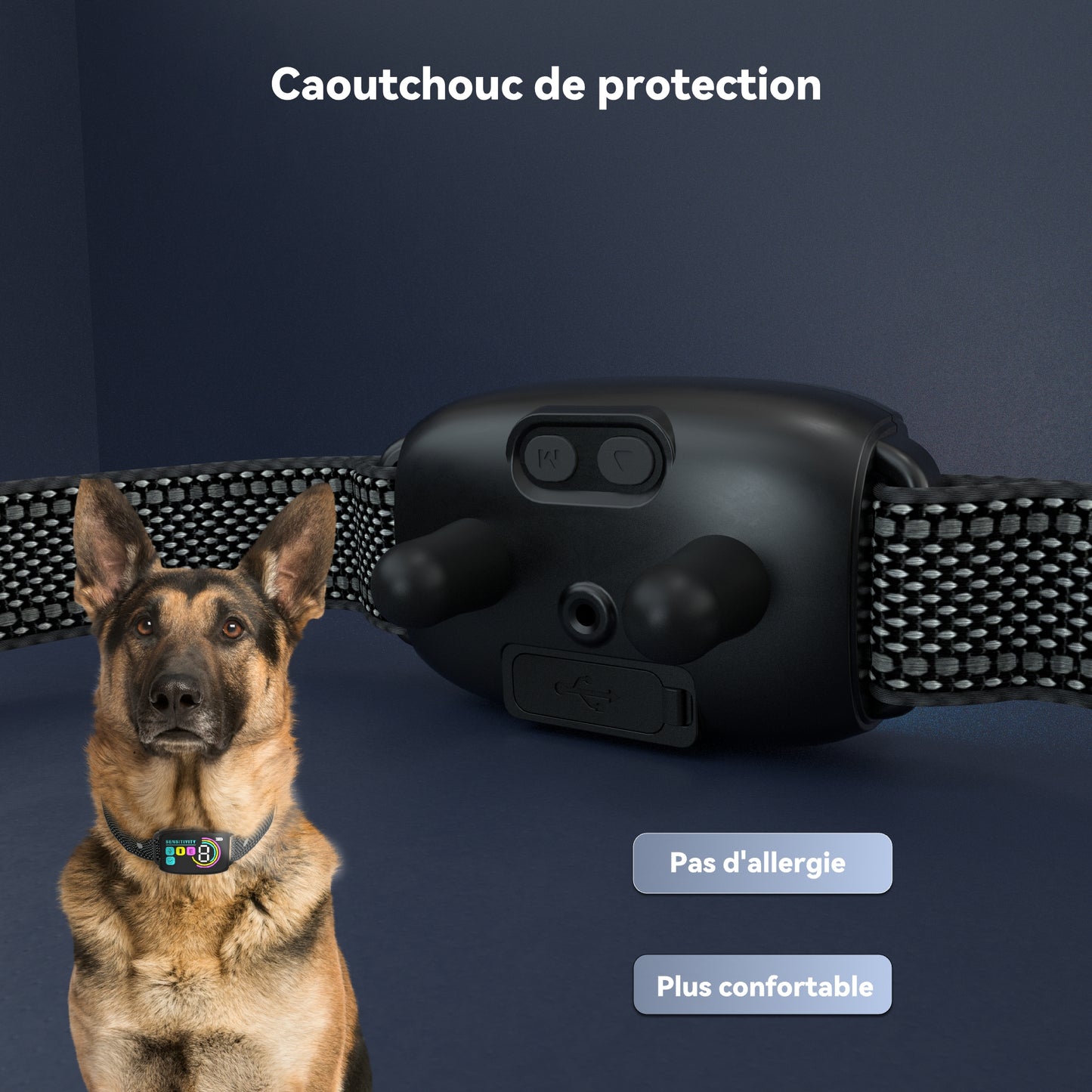 Collier Anti Aboiement Chien Automatique,Collier Choc,Noir-M773B