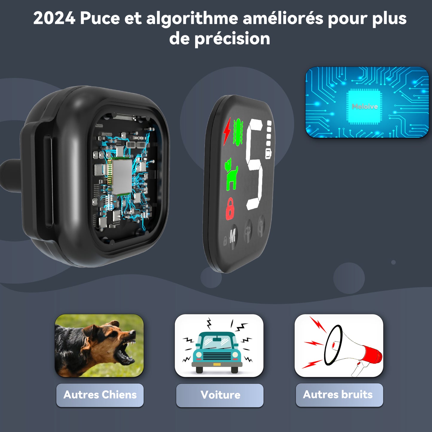 Collier Anti Aboiement Chien Automatique,Collier Choc,Noir-MD23T-B