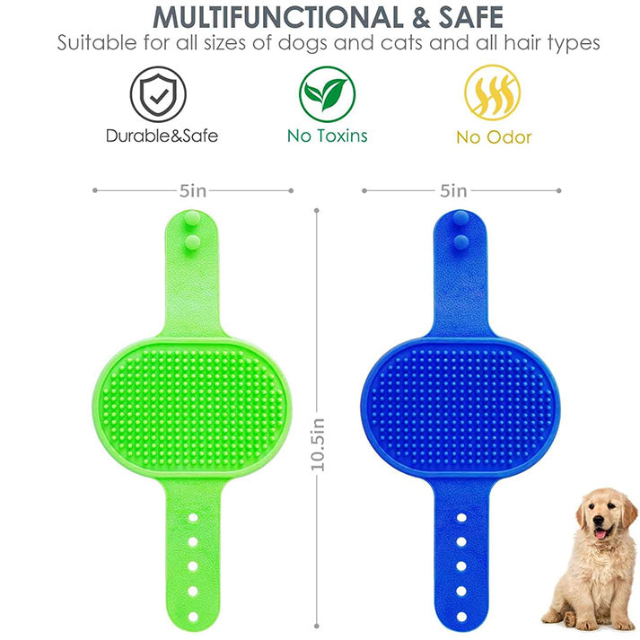 Lot de 2 brosses de toilettage pour chien, brosse de bain en silicone souple de qualité supérieure, poignée réglable, peigne apaisant pour poils longs et secs