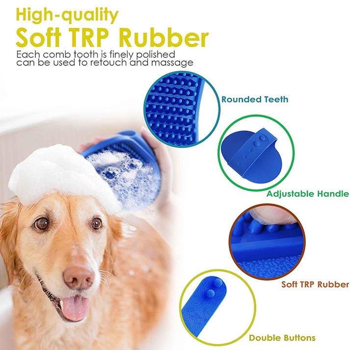 Lot de 2 brosses de toilettage pour chien, brosse de bain en silicone souple de qualité supérieure, poignée réglable, peigne apaisant pour poils longs et secs