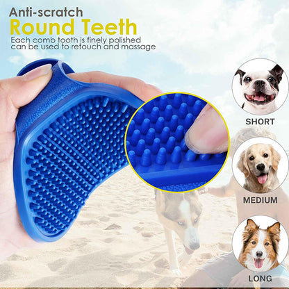 Lot de 2 brosses de toilettage pour chien, brosse de bain en silicone souple de qualité supérieure, poignée réglable, peigne apaisant pour poils longs et secs