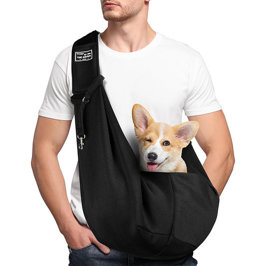 Sac de Transport pour Chien Chat, Réglable Sac à Bandoulière Mains Libres Petit Chien, pour Chiens/Chats de Taille Moyenne Jusqu'à 7,5 kg, pour l'extérieur, Les Voyages, Le Métro (Noir,Bleu,Gris)