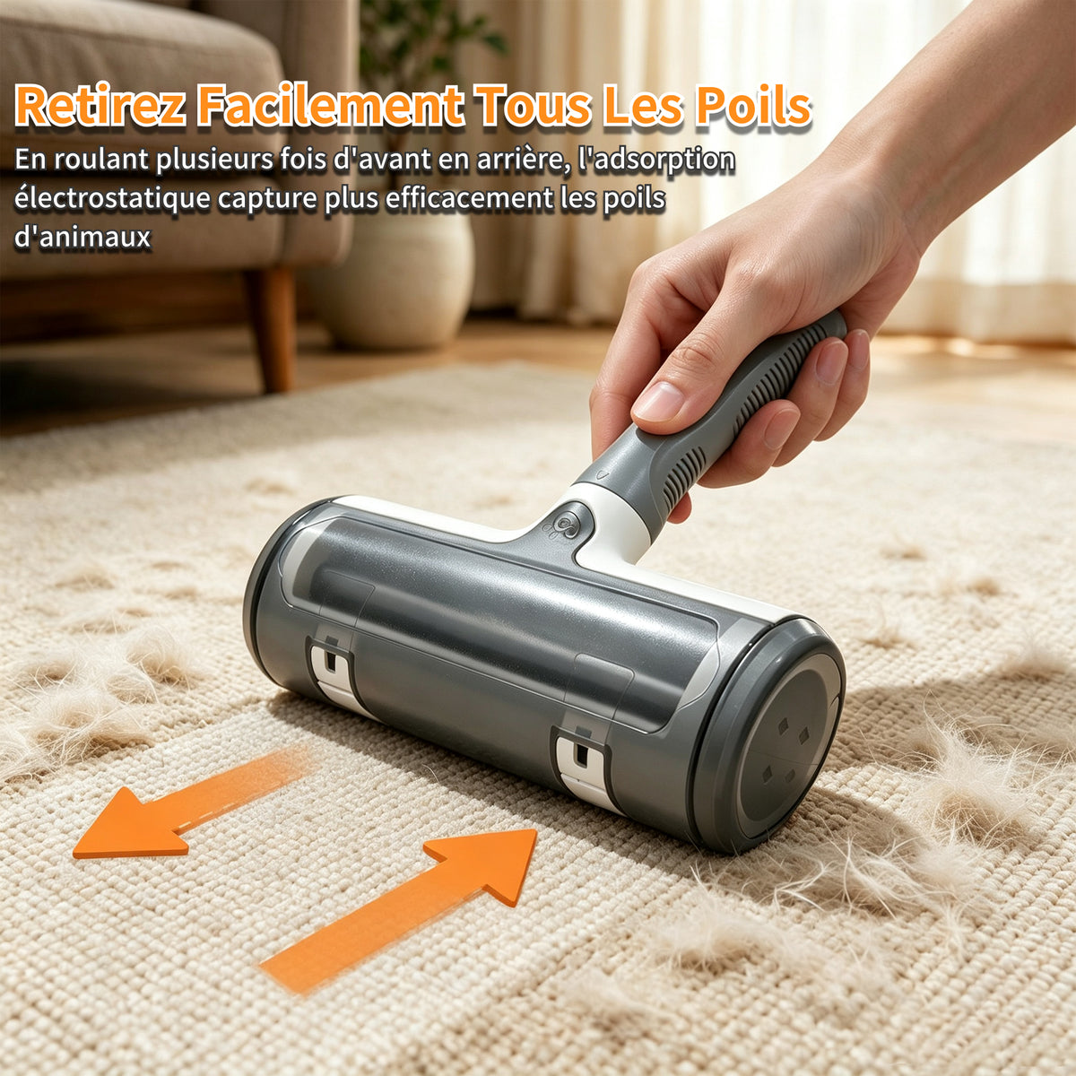 Brosse Anti Poils Animaux pour Chat Chien, Brosse de Nettoyage Magique Réutilisable pour Eliminer les Poils D'animaux sur les Canapés,Tapis,Literie,Vêtements