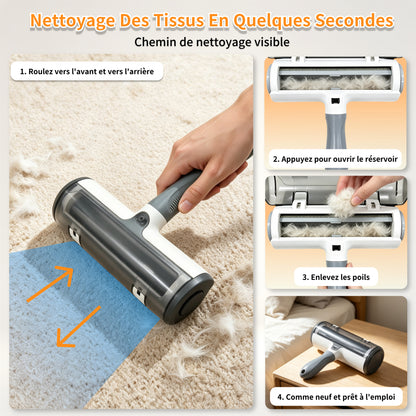 Brosse Anti Poils Animaux pour Chat Chien, Brosse de Nettoyage Magique Réutilisable pour Eliminer les Poils D'animaux sur les Canapés,Tapis,Literie,Vêtements