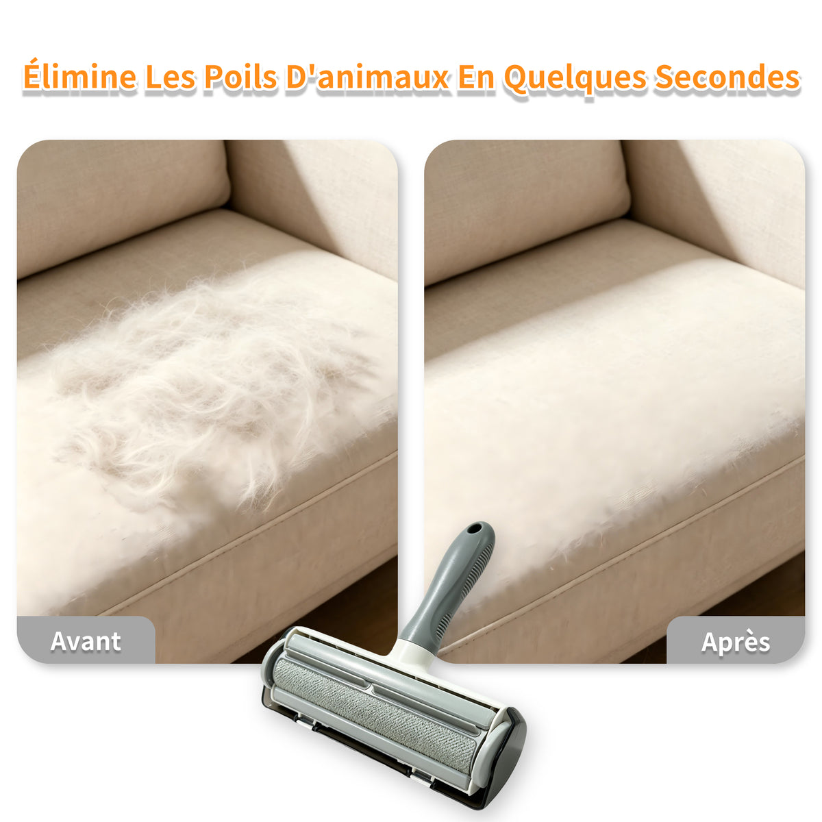 Brosse Anti Poils Animaux pour Chat Chien, Brosse de Nettoyage Magique Réutilisable pour Eliminer les Poils D'animaux sur les Canapés,Tapis,Literie,Vêtements