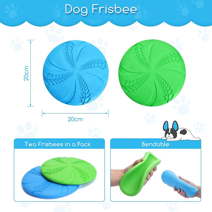 Frisbees pour Chien, 2 PCS Disque Chien, Jouet Interactif Frisbee, Disque Volant en Caoutchouc pour Jeux Sport Exercice Activité et Jeu en Plein, D20cm pour Grand Et Moyens Chiens