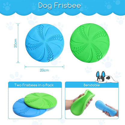 Frisbees pour Chien, 2 PCS Disque Chien, Jouet Interactif Frisbee, Disque Volant en Caoutchouc pour Jeux Sport Exercice Activité et Jeu en Plein, D20cm pour Grand Et Moyens Chiens