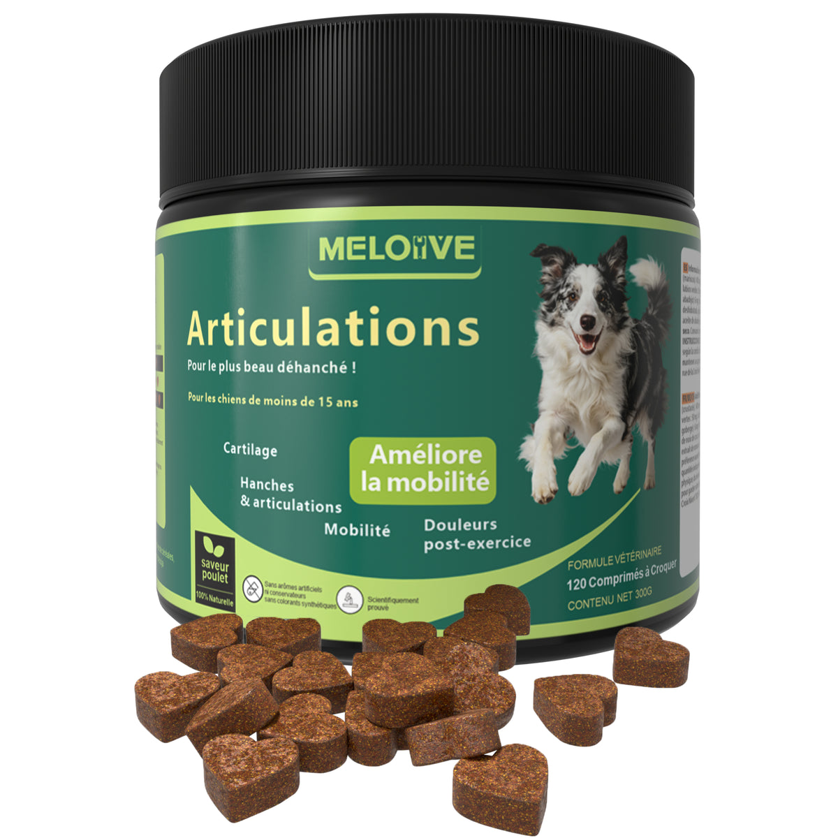 Complément Alimentaire Articulation pour Chien, Anti-Arthrose,Soutien Articulaire Premium | Glucosamine, Chondroïtine, MSM, Moules vertes, Acide Hyaluronique | 120 Bouchées Molles