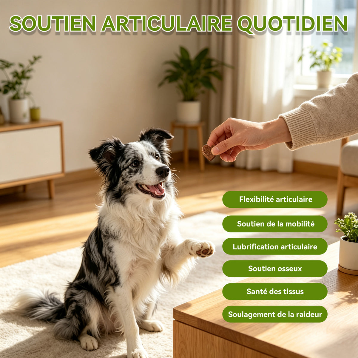 Complément Alimentaire Articulation pour Chien, Anti-Arthrose,Soutien Articulaire Premium | Glucosamine, Chondroïtine, MSM, Moules vertes, Acide Hyaluronique | 120 Bouchées Molles