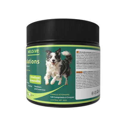 Complément Alimentaire Articulation pour Chien, Anti-Arthrose,Soutien Articulaire Premium | Glucosamine, Chondroïtine, MSM, Moules vertes, Acide Hyaluronique | 120 Bouchées Molles