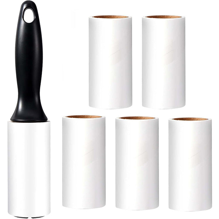 Rouleau Anti-Poils pour Animaux,Lint Roller Adhésif avec 1 Poignée + 6 Rouleaux (60 Feuilles/Rouleau) - Nettoyeur de Poils de Chat et Chien pour Vêtements, Canapé